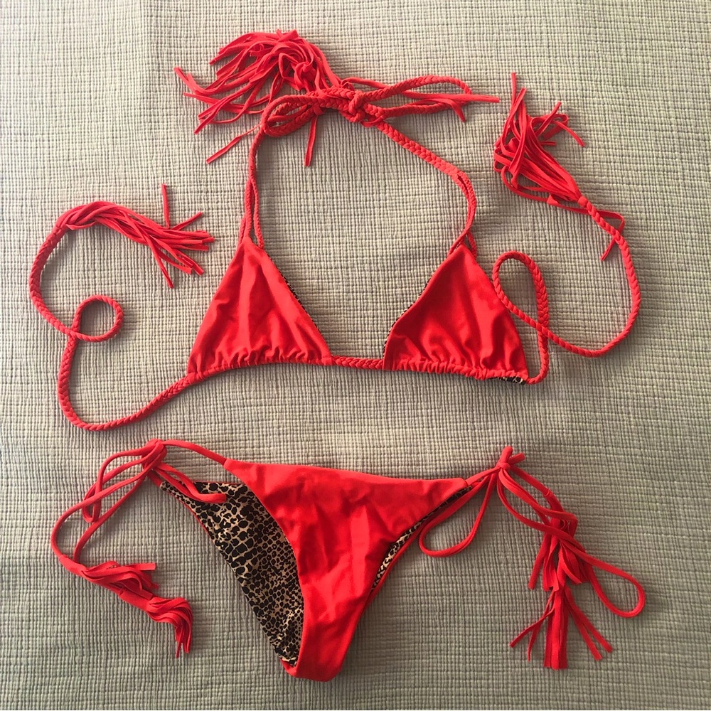 Acacia Swimwear Red Tassel Bikini